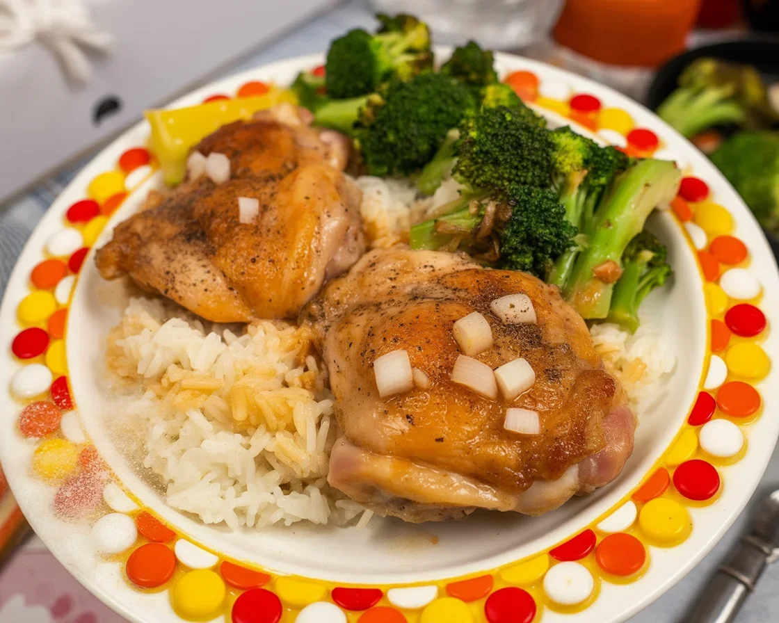 Crispy baked chicken thighs served with herbs and spices, perfect weeknight meal.